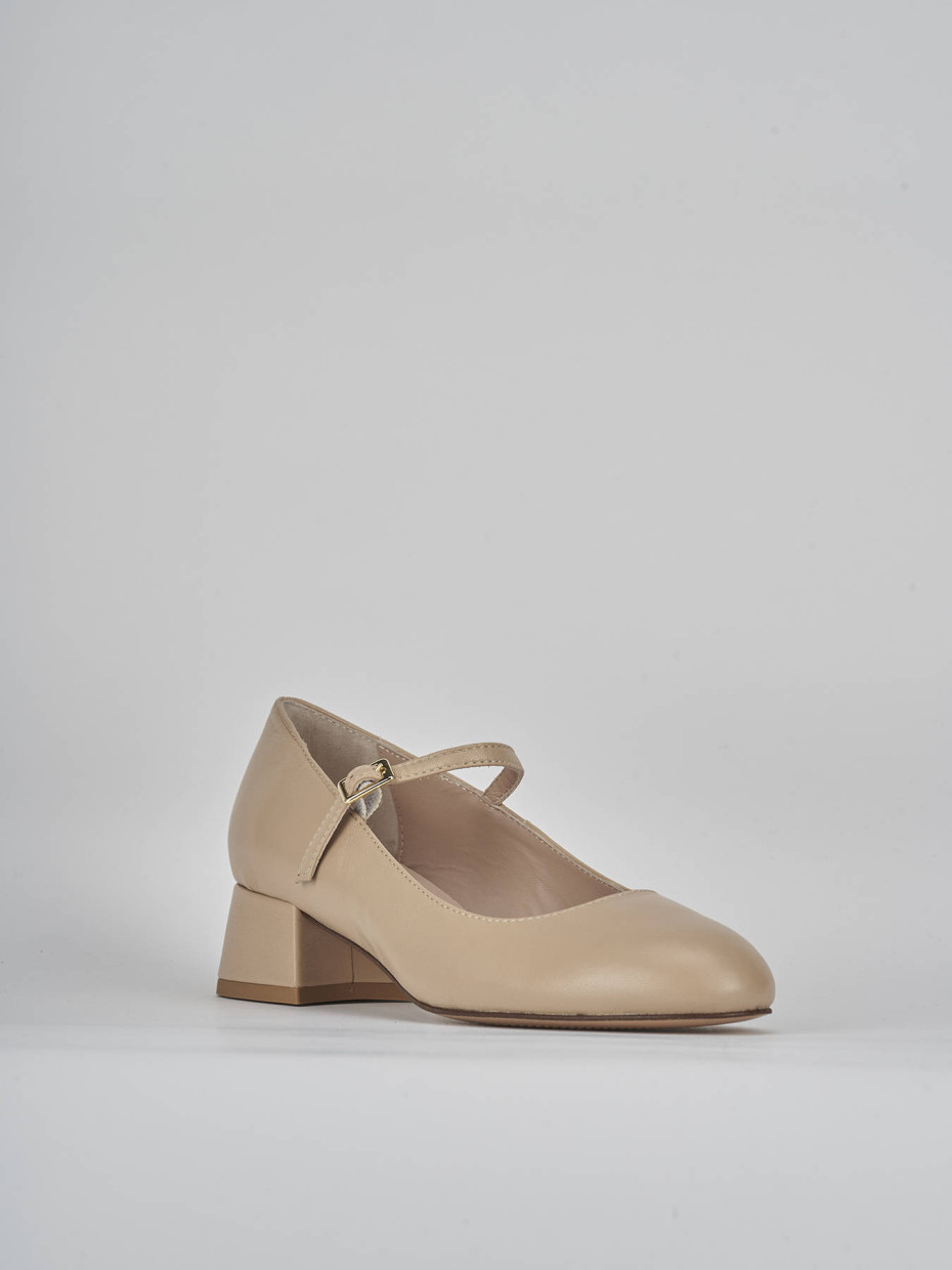 Décolleté e slingback tacco 4cm pelle marrone