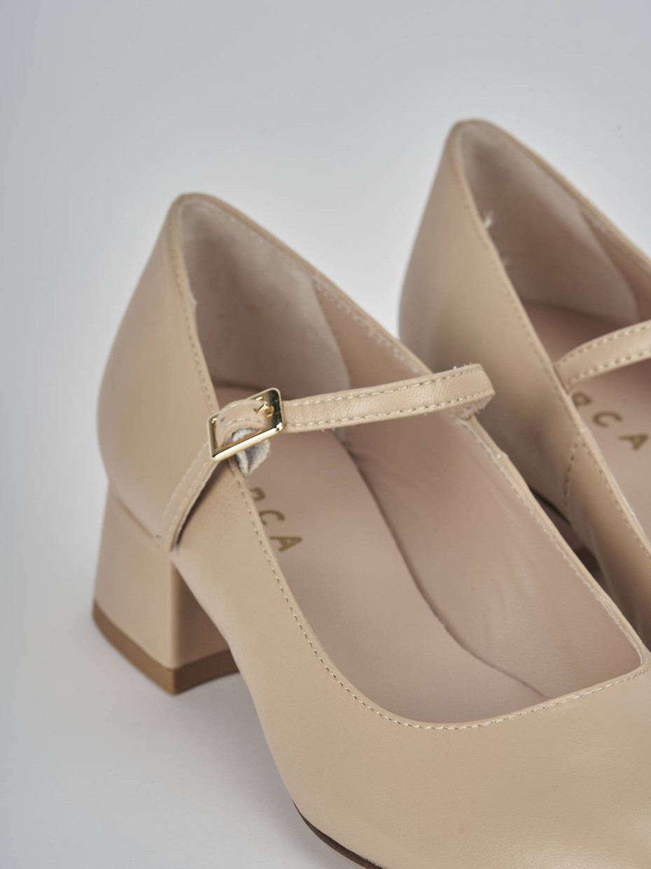 Décolleté e slingback tacco 4cm pelle marrone