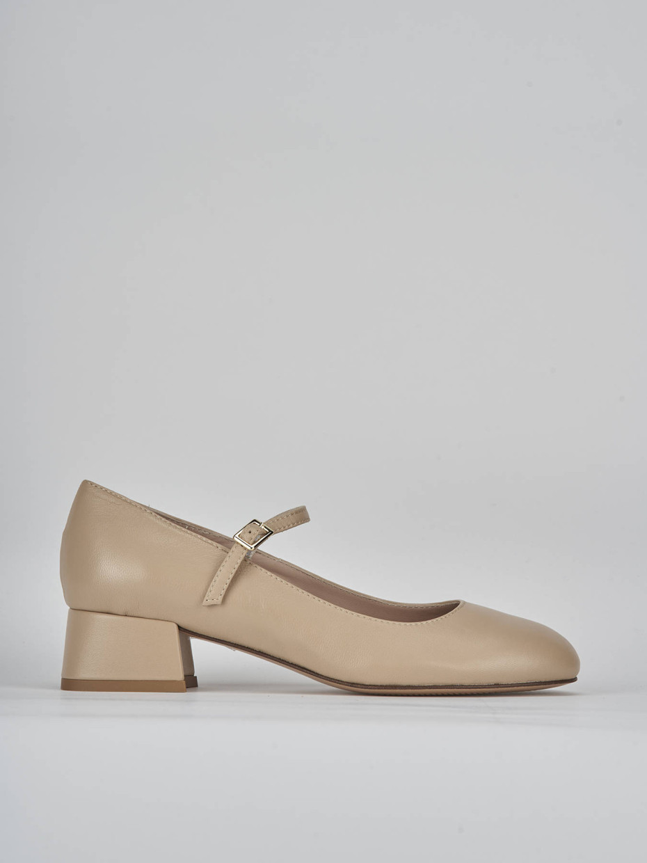 Décolleté e slingback tacco 4cm pelle marrone