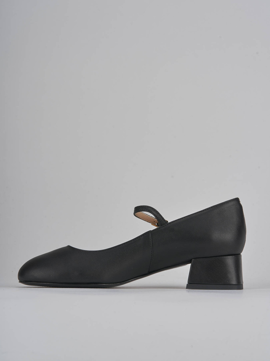 Décolleté e slingback tacco 4cm pelle nero