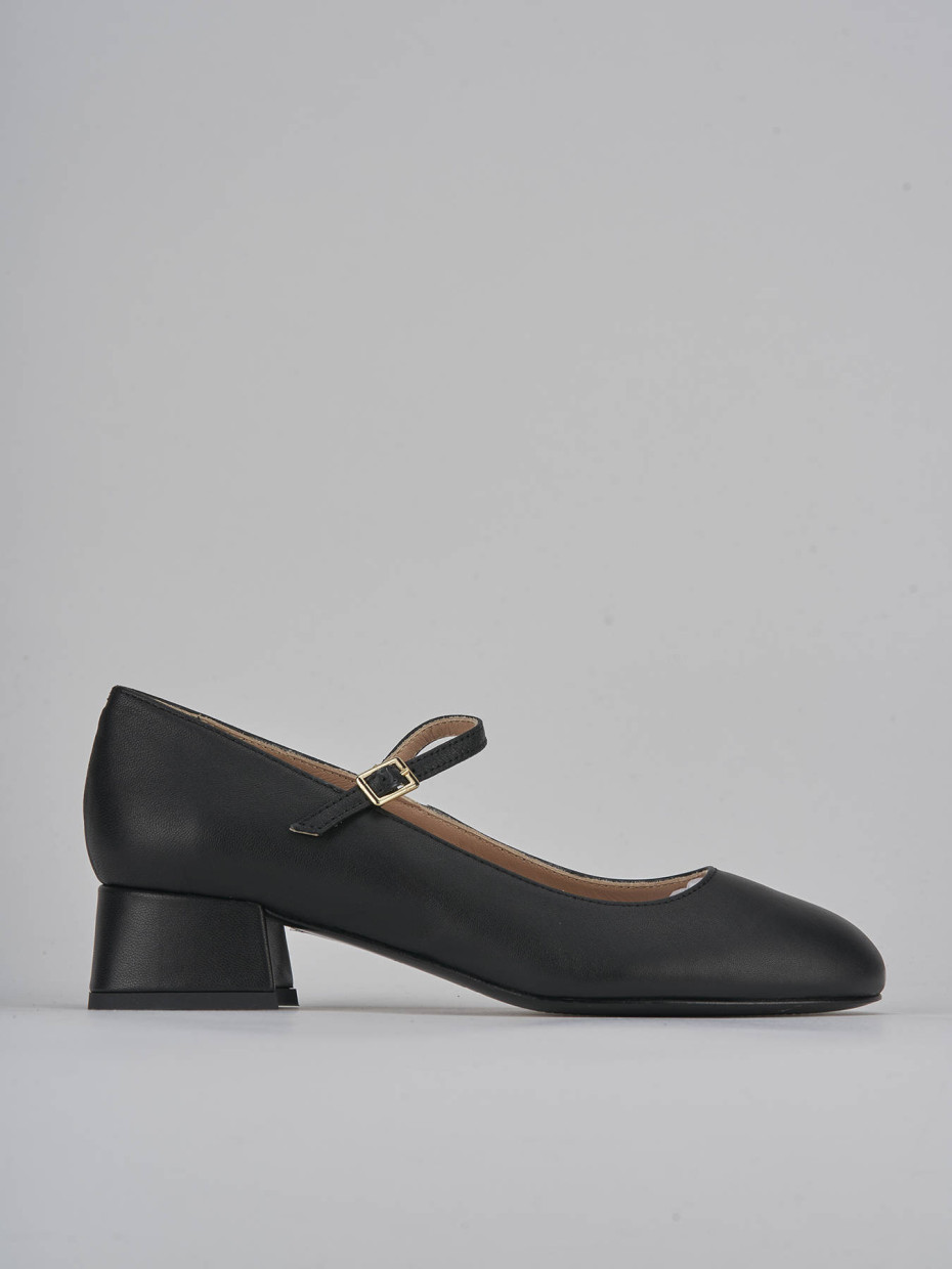 Décolleté e slingback tacco 4cm pelle nero