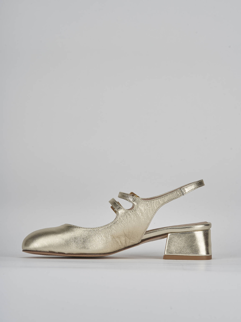 Décolleté e slingback tacco 4cm laminato oro