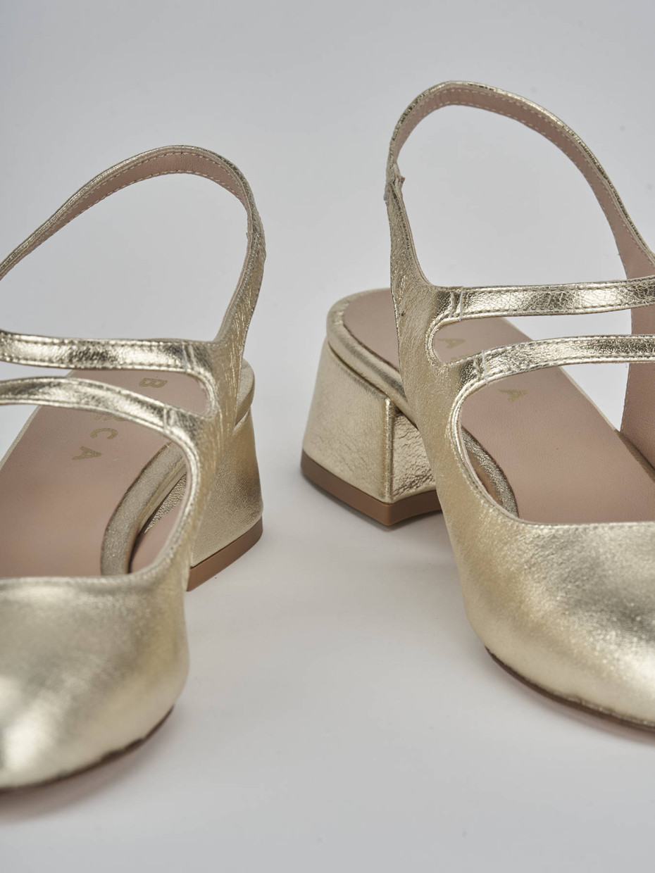 Décolleté e slingback tacco 4cm laminato oro