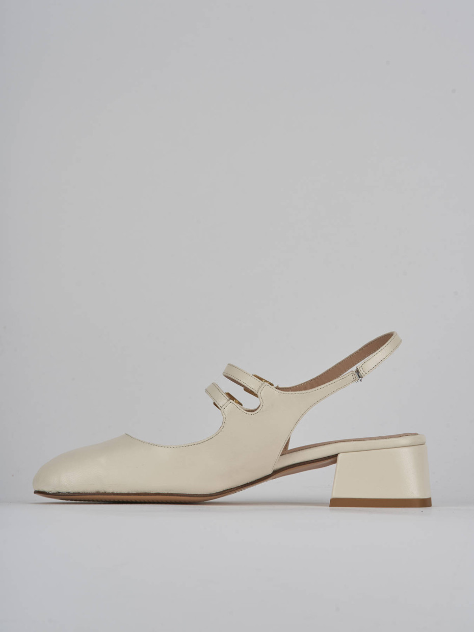 Décolleté e slingback tacco 4cm pelle bianco