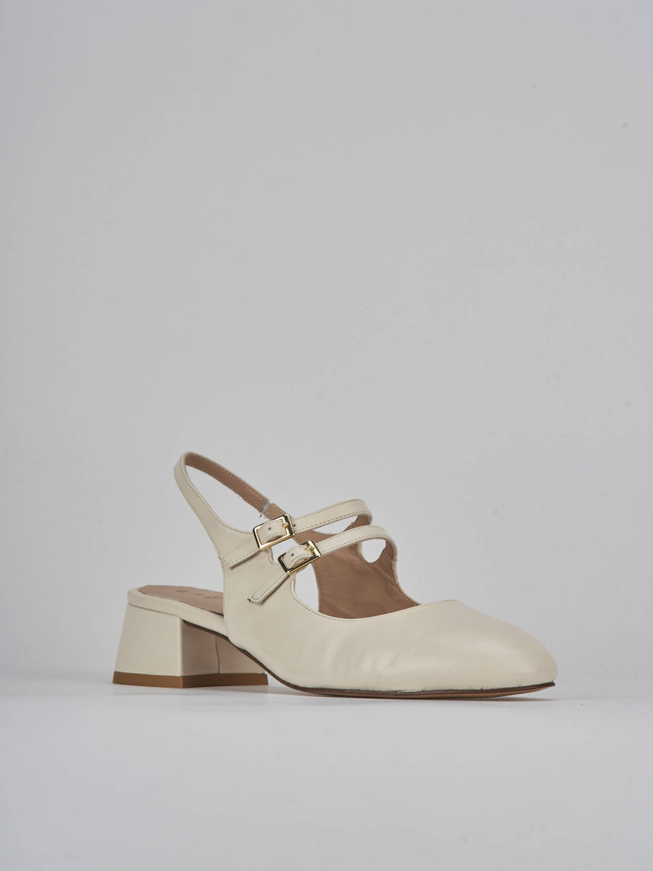 Décolleté e slingback tacco 4cm pelle bianco