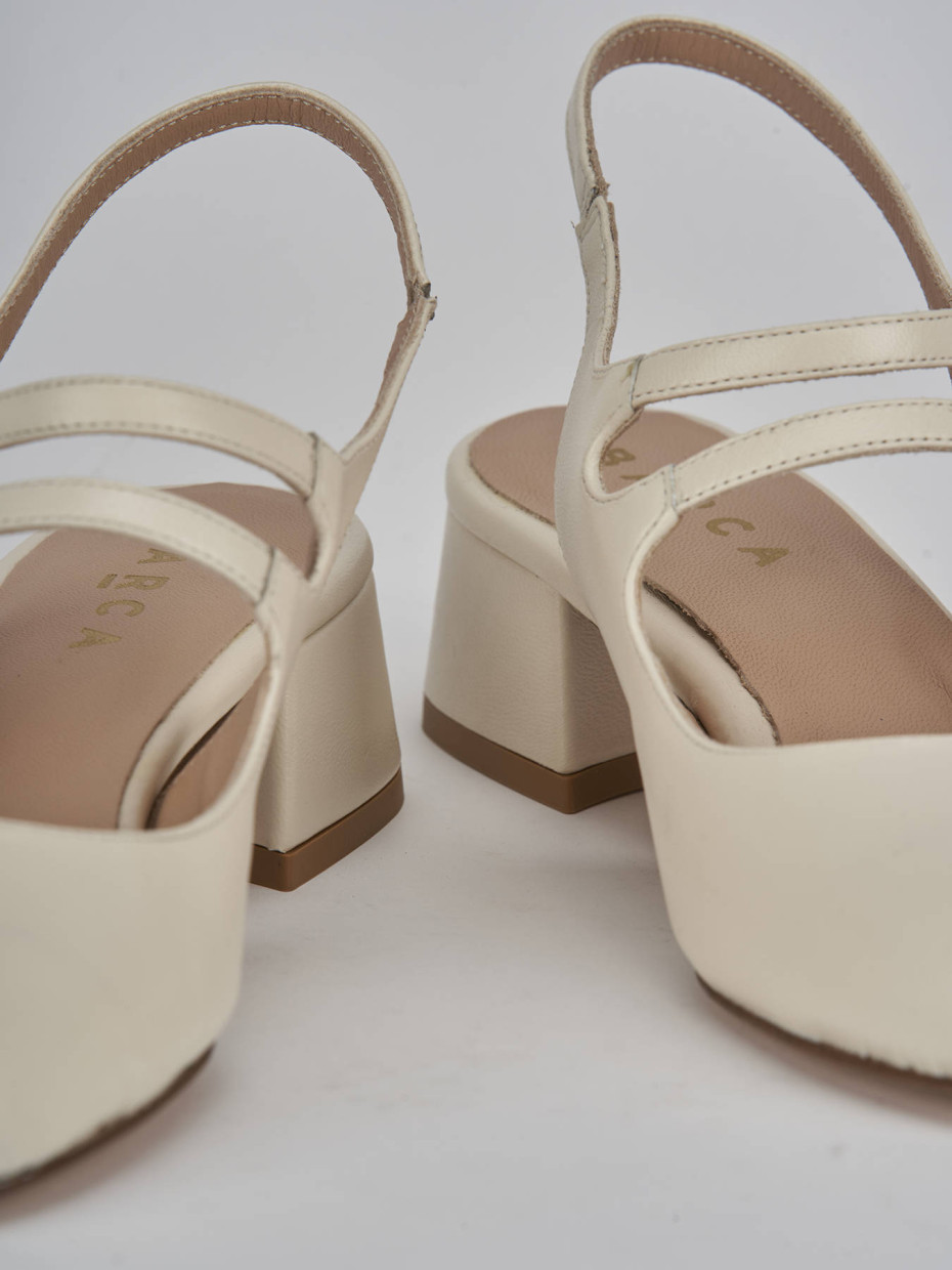 Décolleté e slingback tacco 4cm pelle bianco