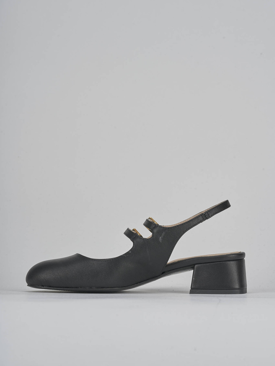 Décolleté e slingback tacco 4cm pelle nero