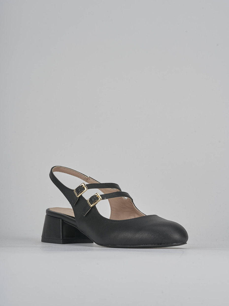 Décolleté e slingback tacco 4cm pelle nero