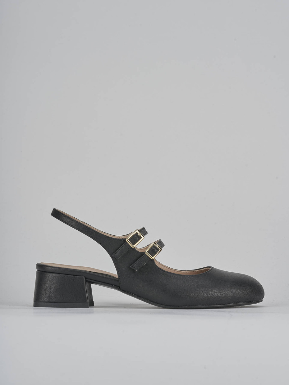 Décolleté e slingback tacco 4cm pelle nero