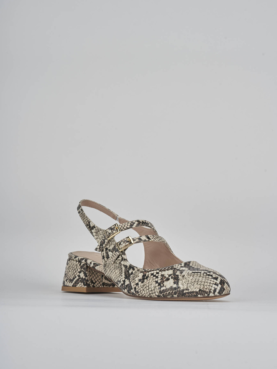 Décolleté e slingback tacco 4cm pitone beige