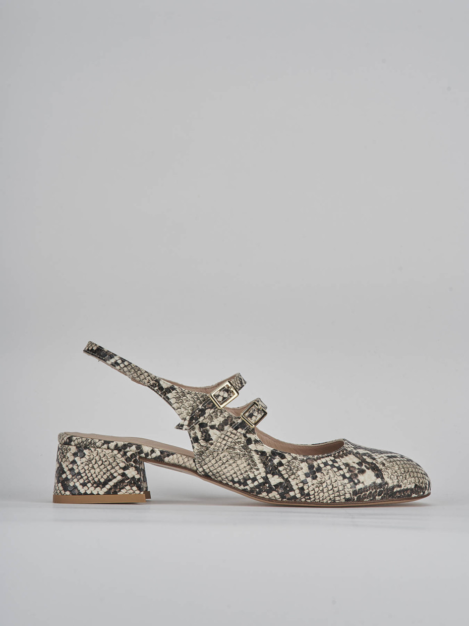 Décolleté e slingback tacco 4cm pitone beige