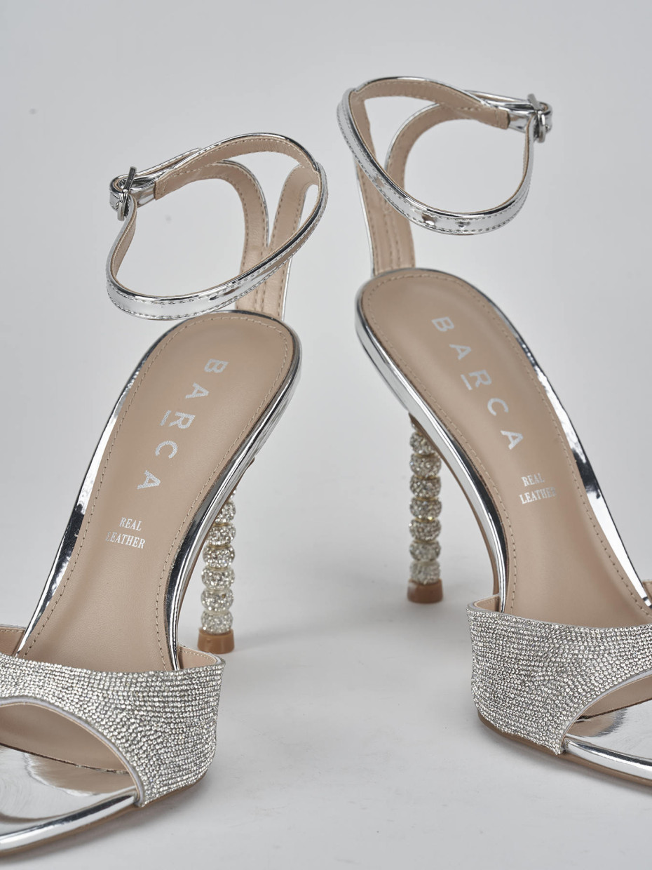 Sandali tacco 9cm pelle argento Barca Stores