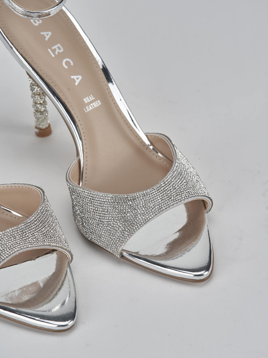 Sandali tacco 9cm pelle argento Barca Stores