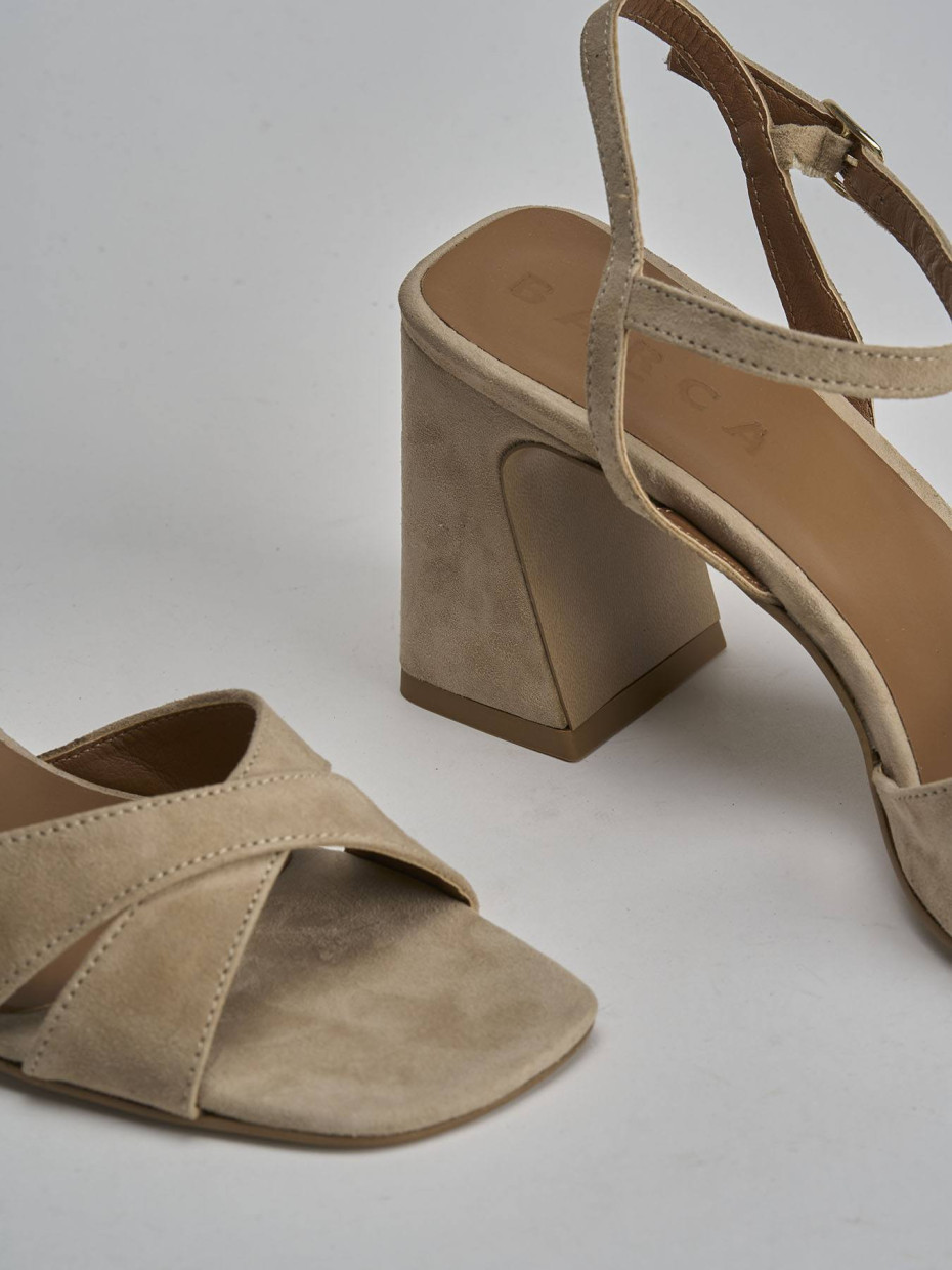 Sandalo tacco 8 cm beige camoscio