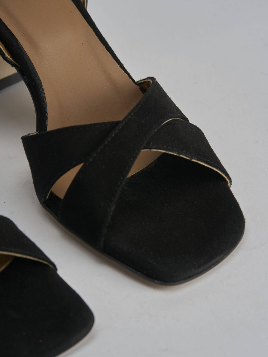 Sandalo tacco 8 cm nero camoscio