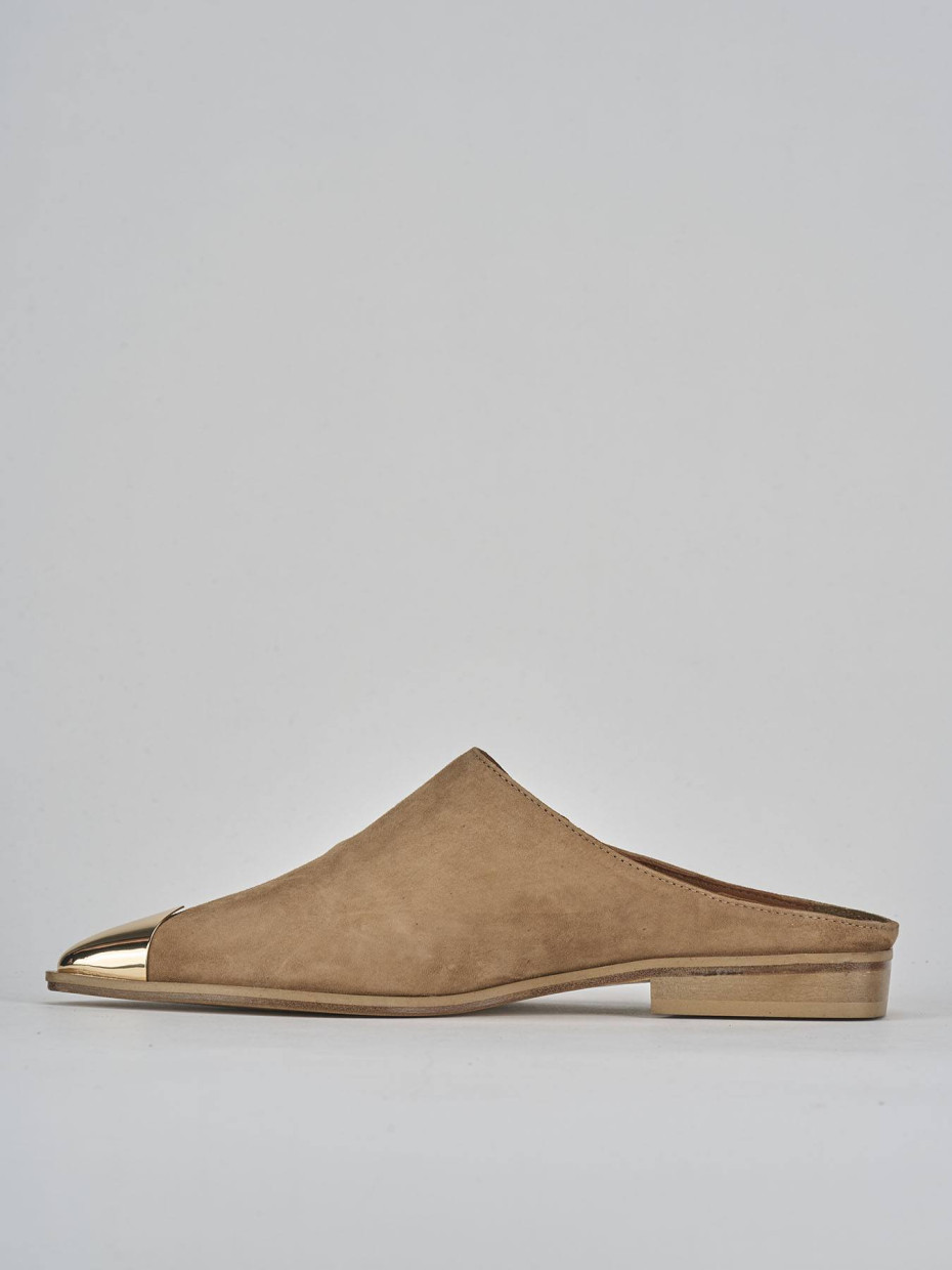Sabot tacco 1cm camoscio beige