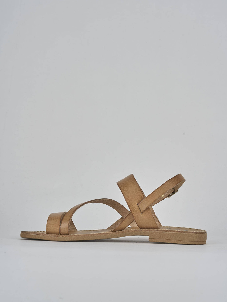 Sandali tacco 1cm pelle marrone