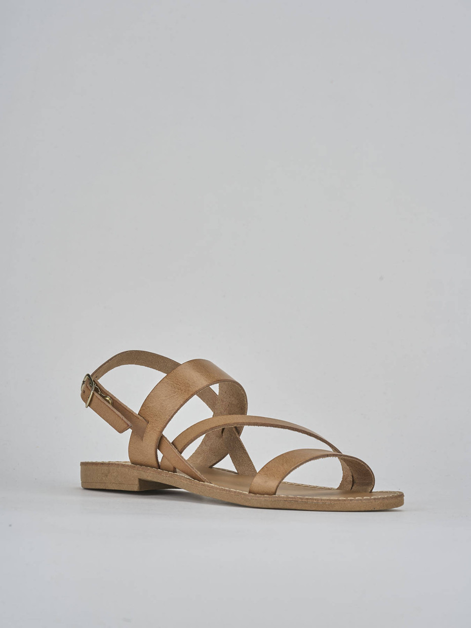 Sandali tacco 1cm pelle marrone