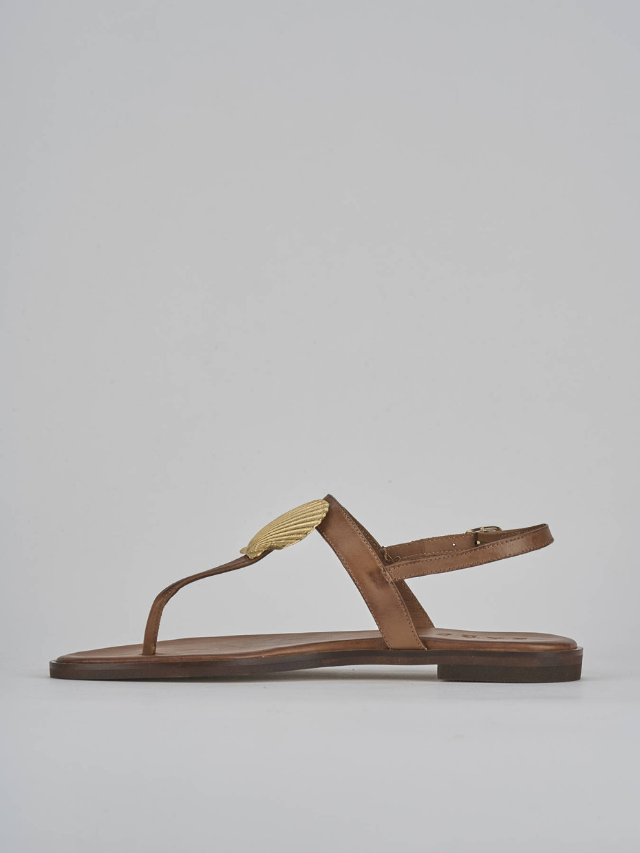 Sandali tacco 1cm pelle marrone