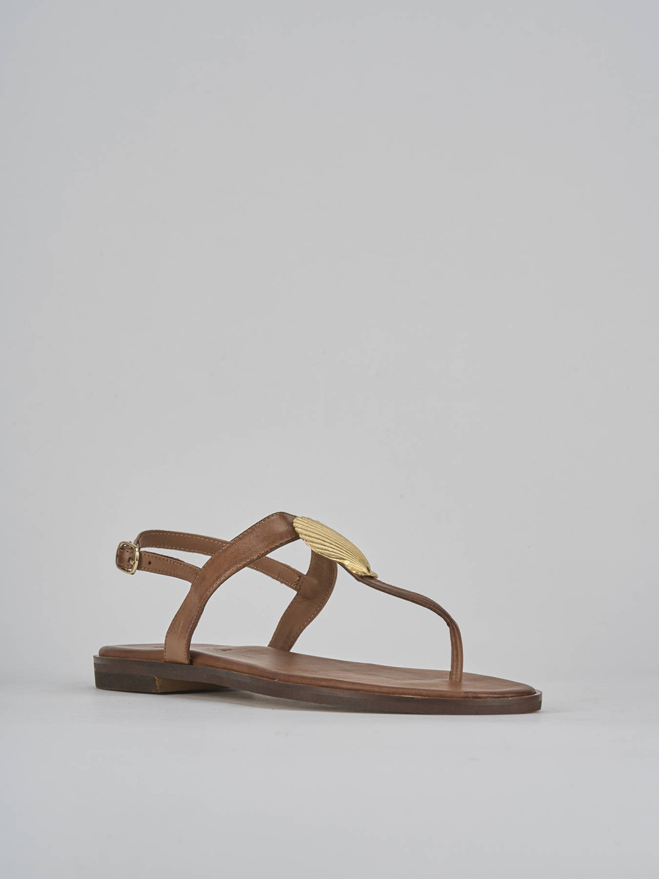 Sandali tacco 1cm pelle marrone