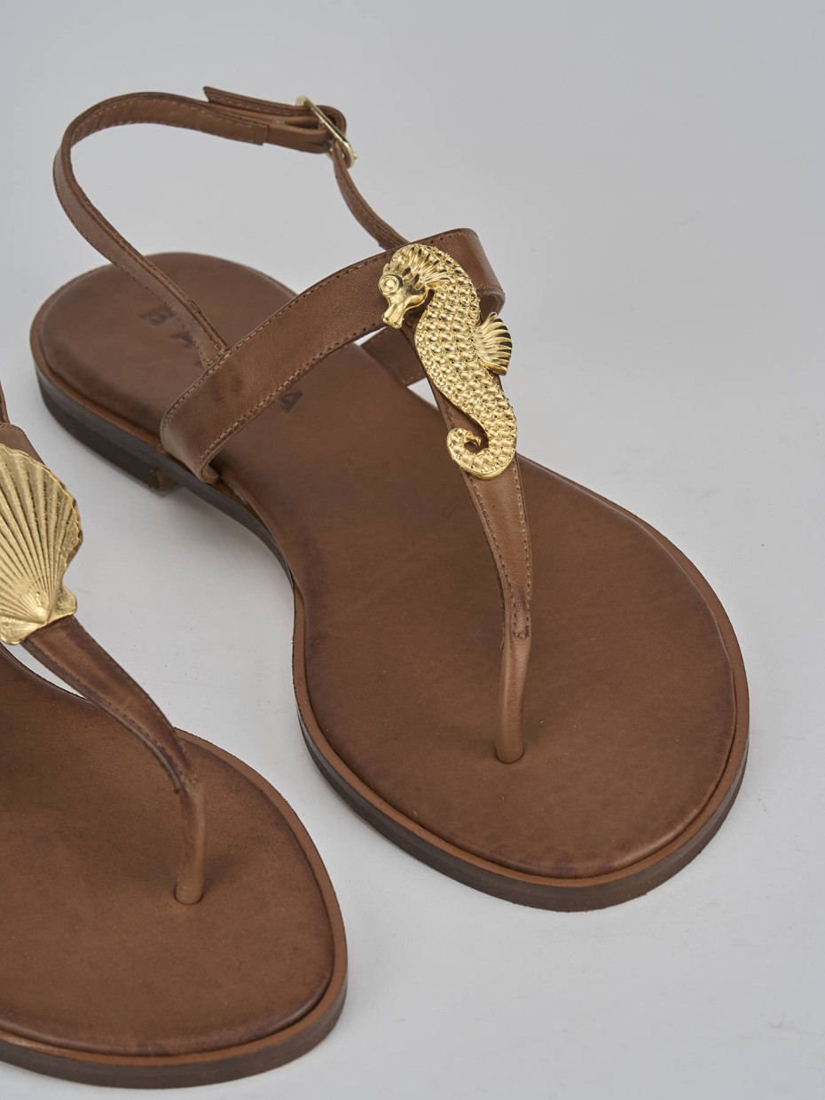 Sandali tacco 1cm pelle marrone