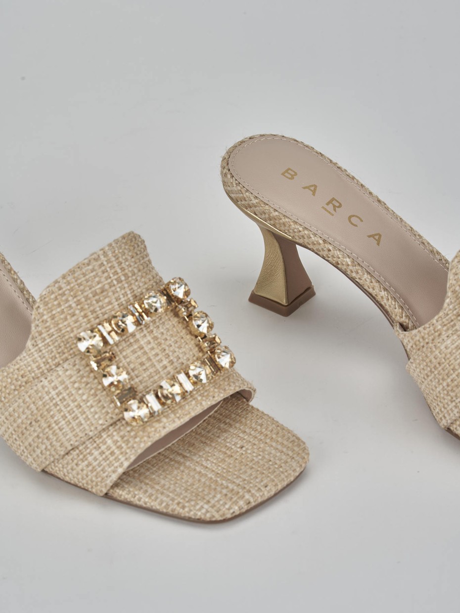 Ciabatte tacco 6cm pelle beige