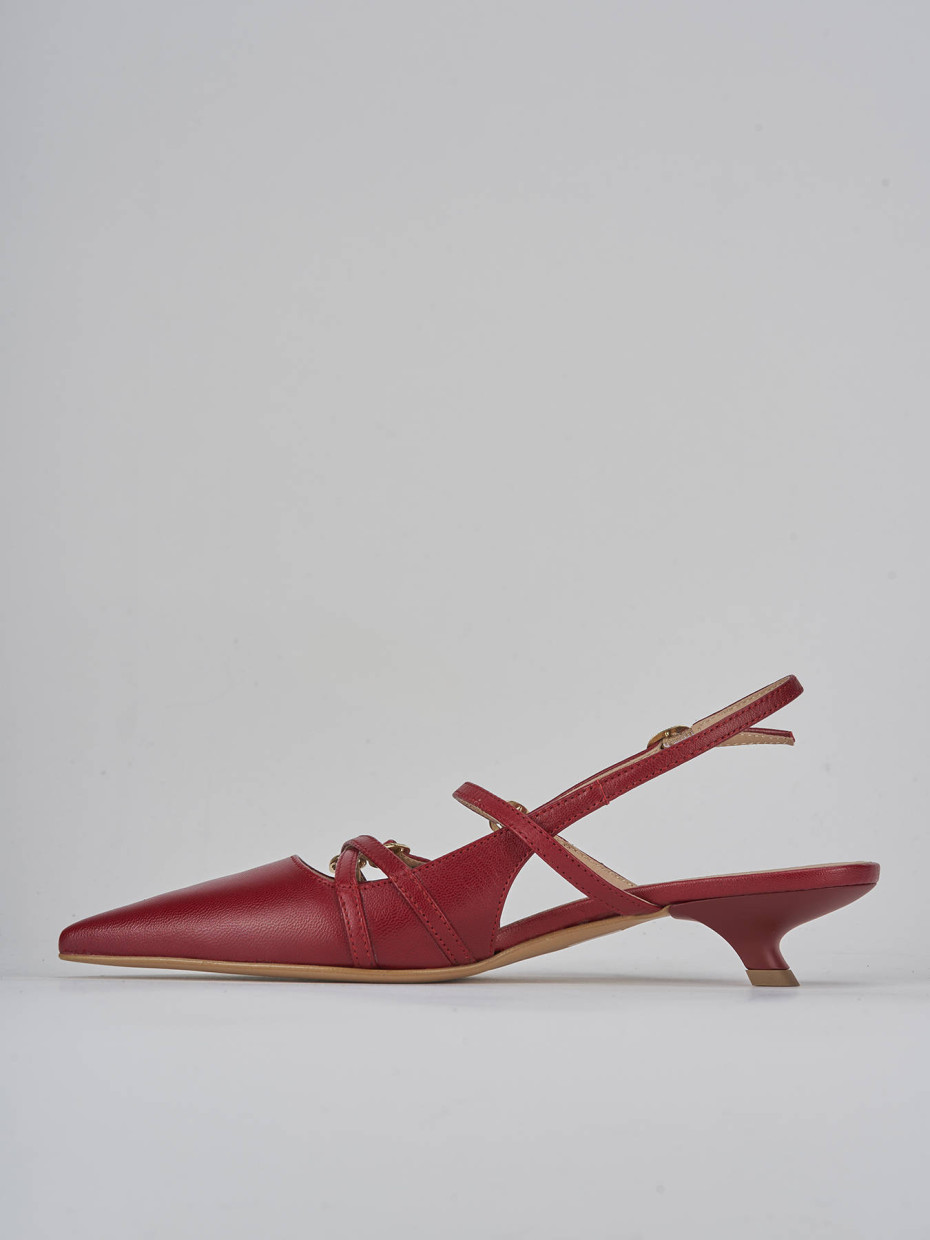 Décolleté e slingback tacco 3cm pelle bordo'