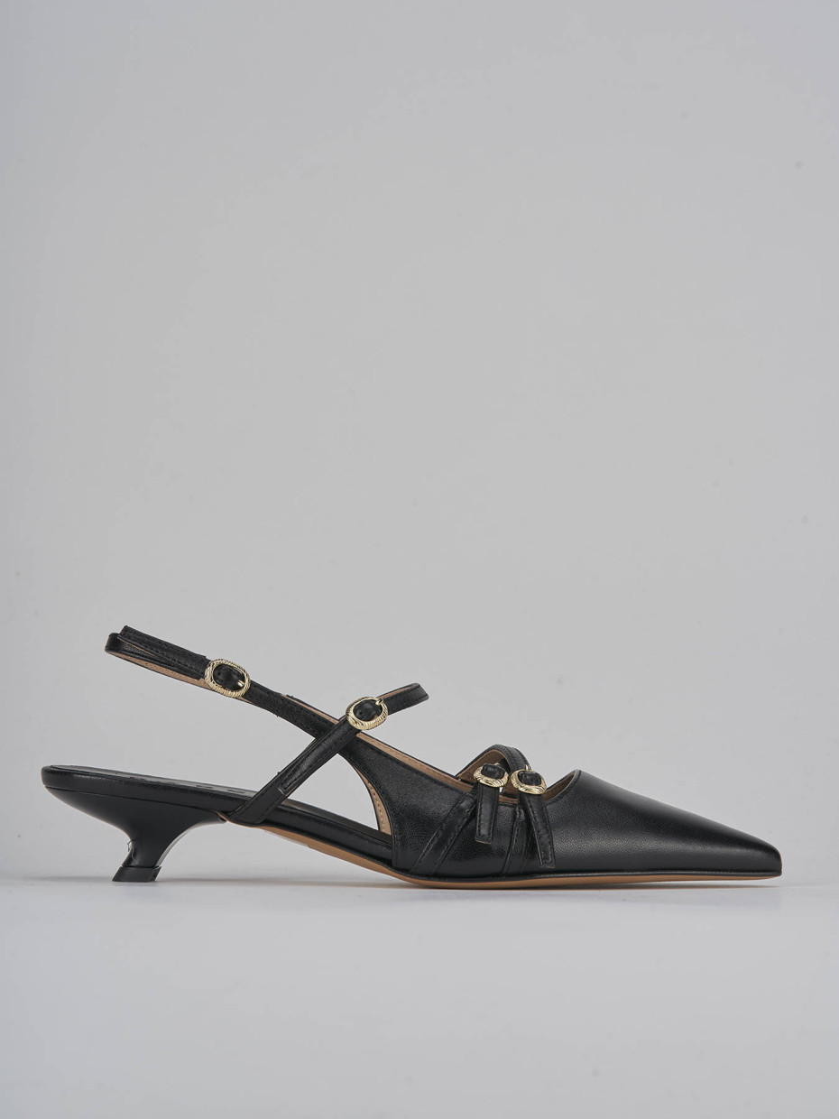 Décolleté e slingback tacco 3cm pelle nero