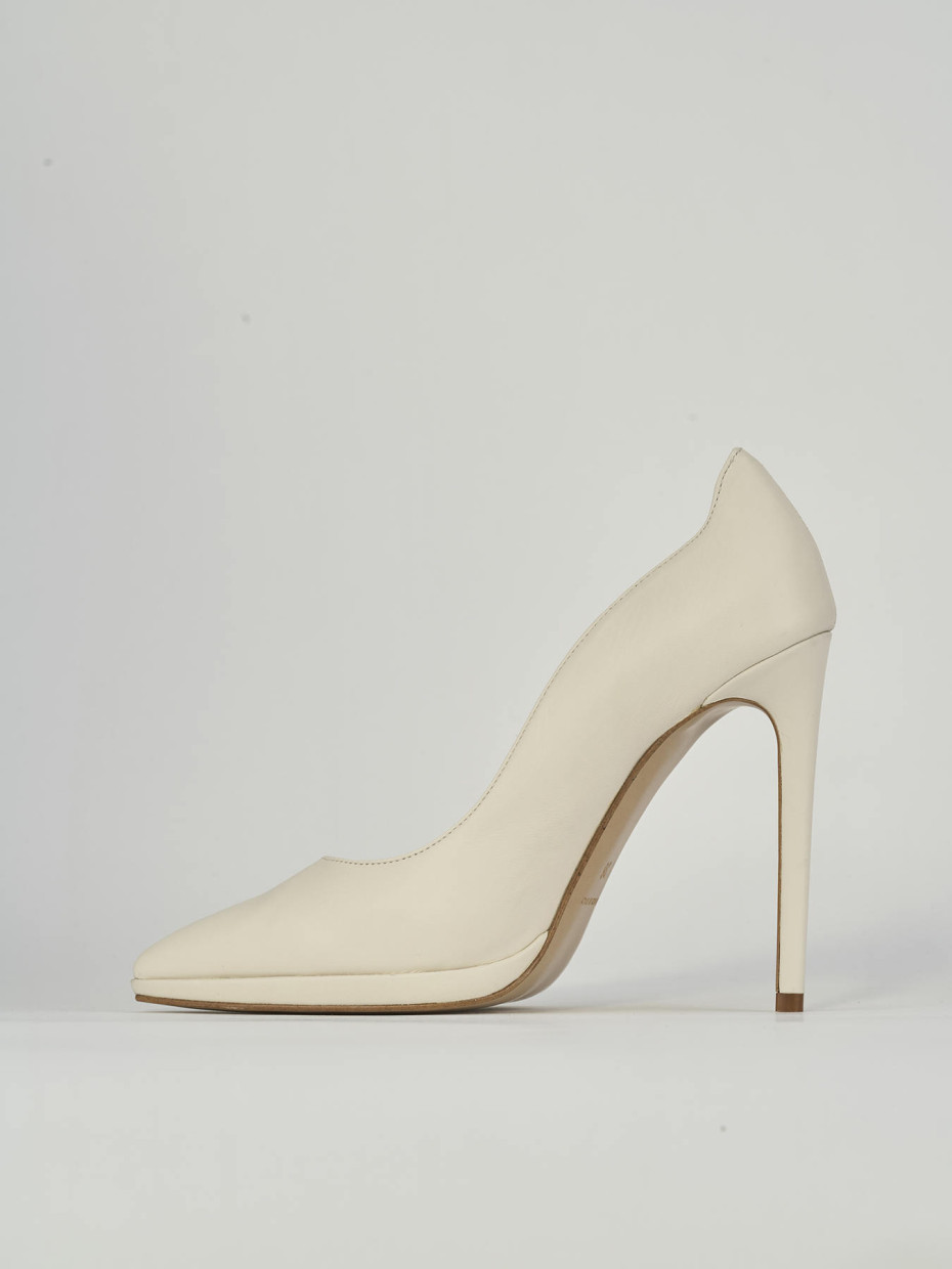 Décolleté e slingback tacco 11cm pelle bianco