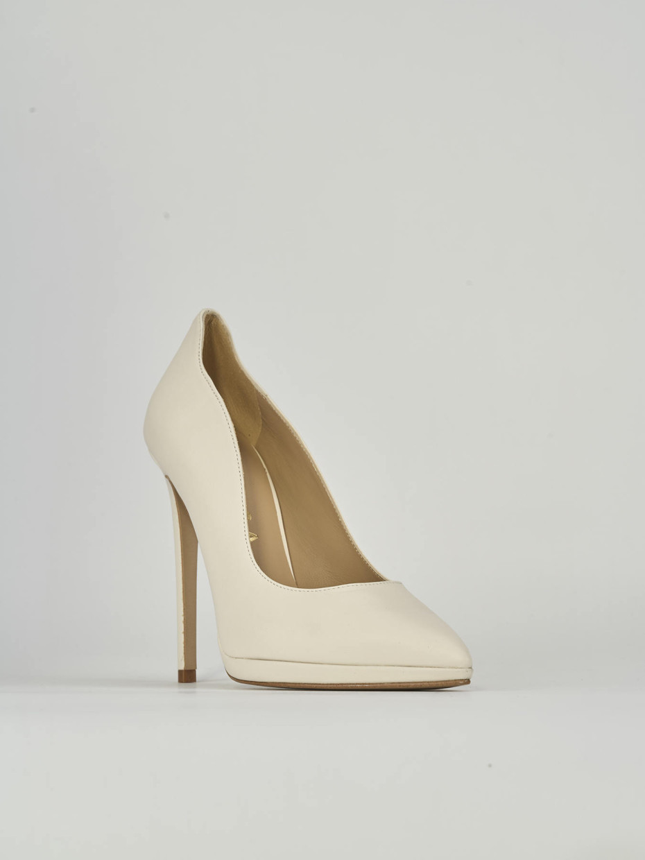 Décolleté e slingback tacco 11cm pelle bianco