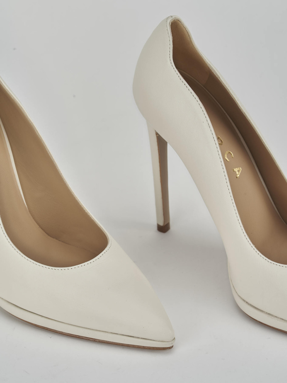 Décolleté e slingback tacco 11cm pelle bianco