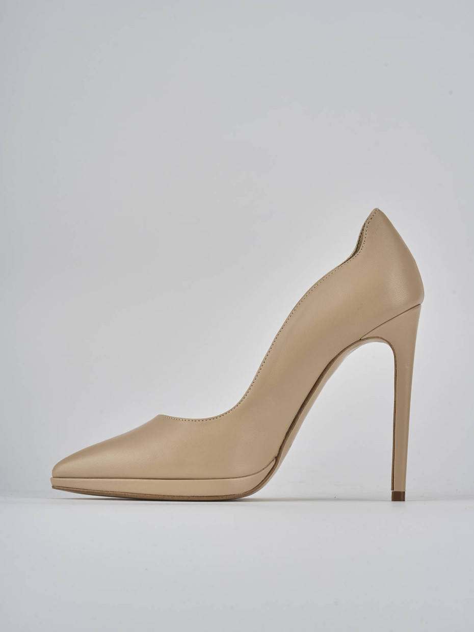 Décolleté e slingback tacco 11cm pelle marrone