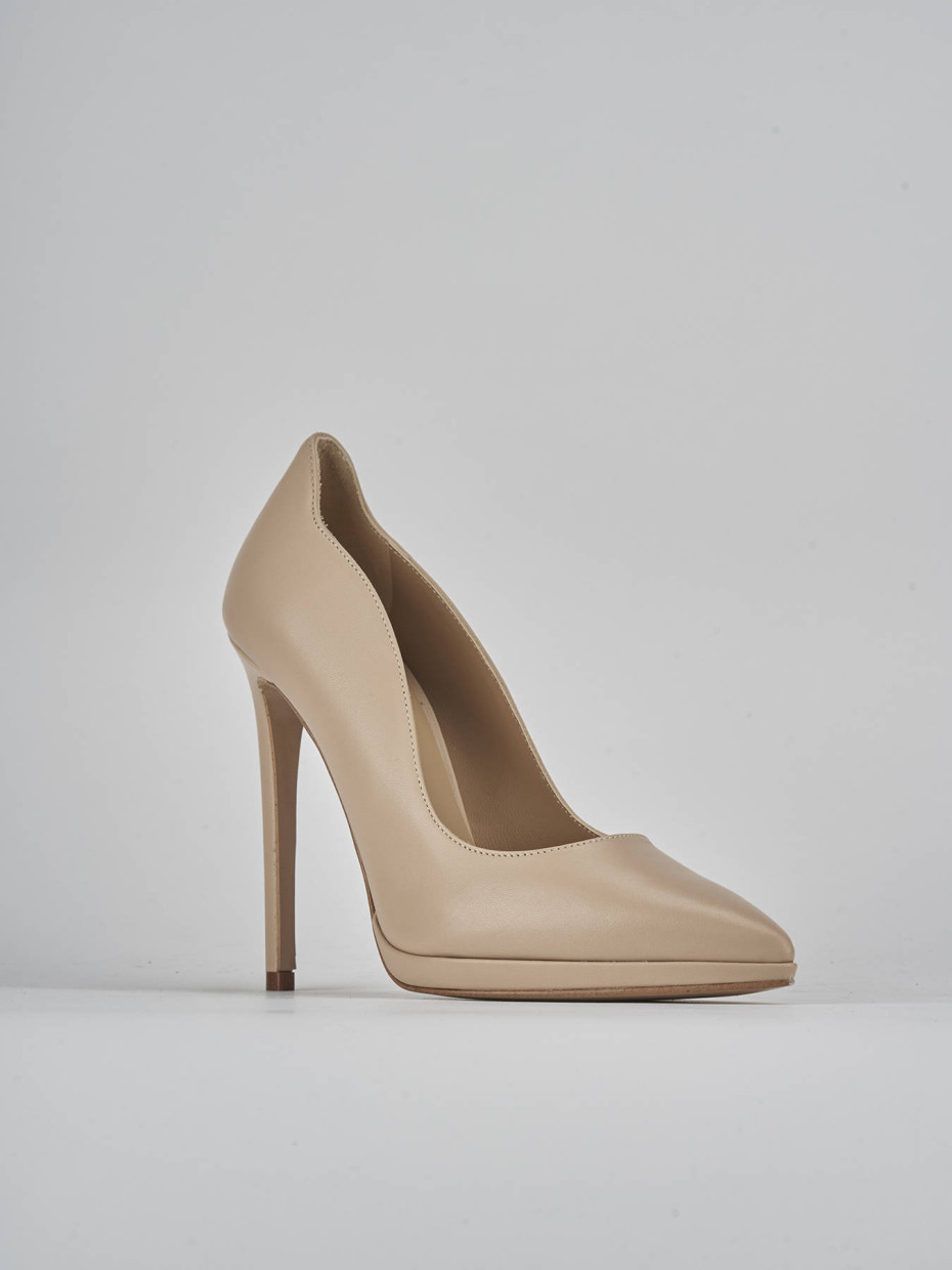 Décolleté e slingback tacco 11cm pelle marrone