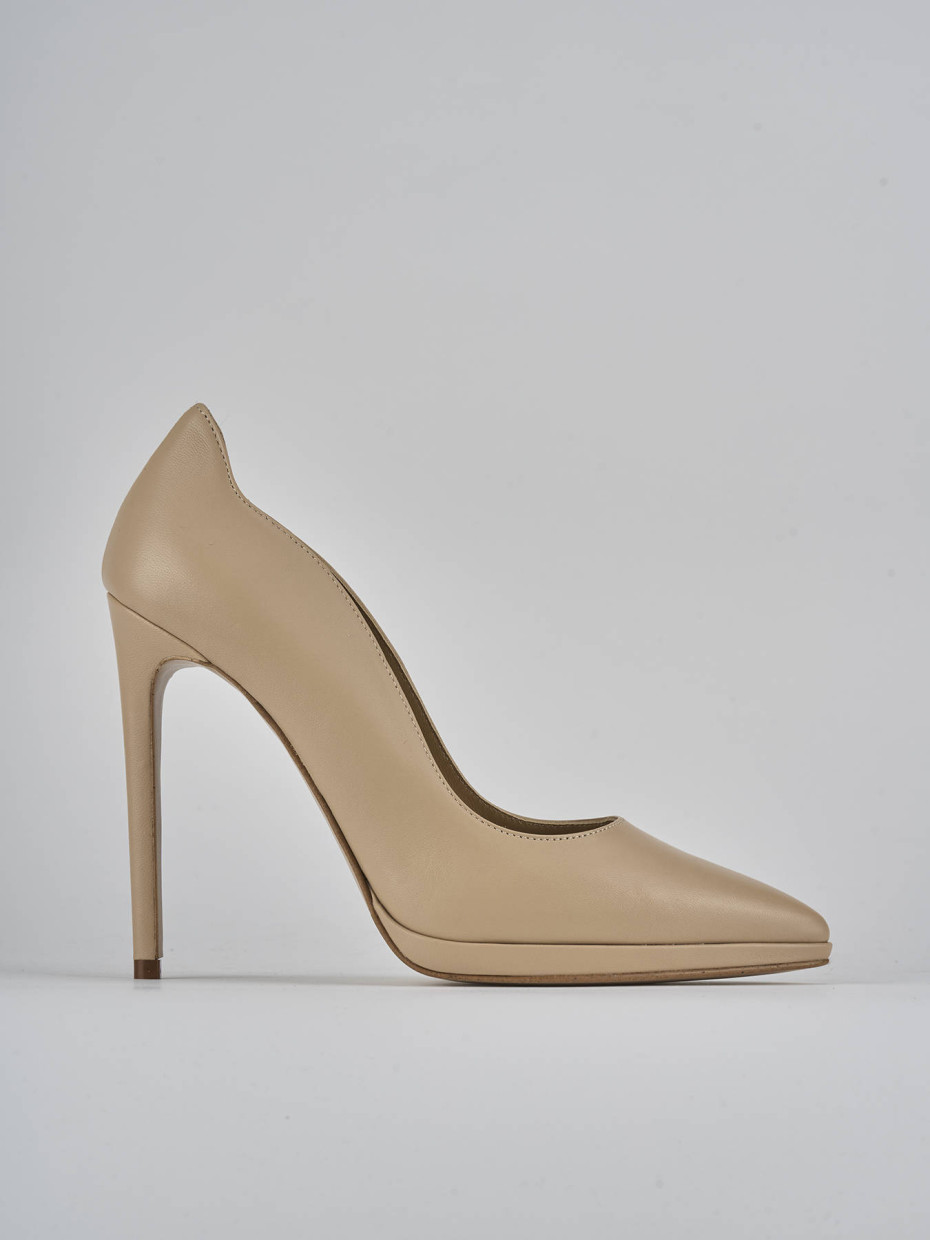 Décolleté e slingback tacco 11cm pelle marrone