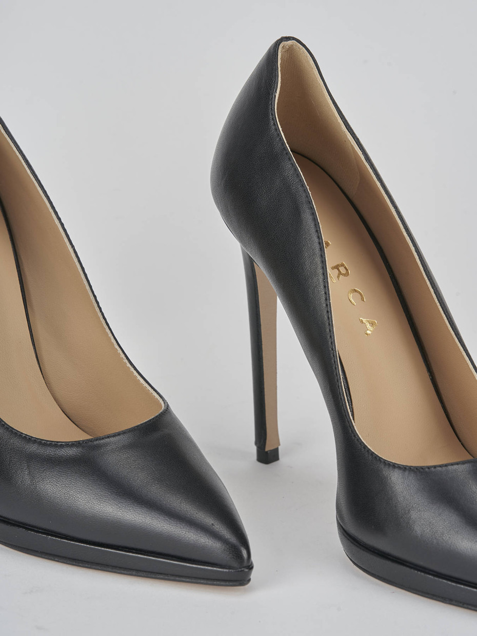 Décolleté e slingback tacco 11cm pelle nero