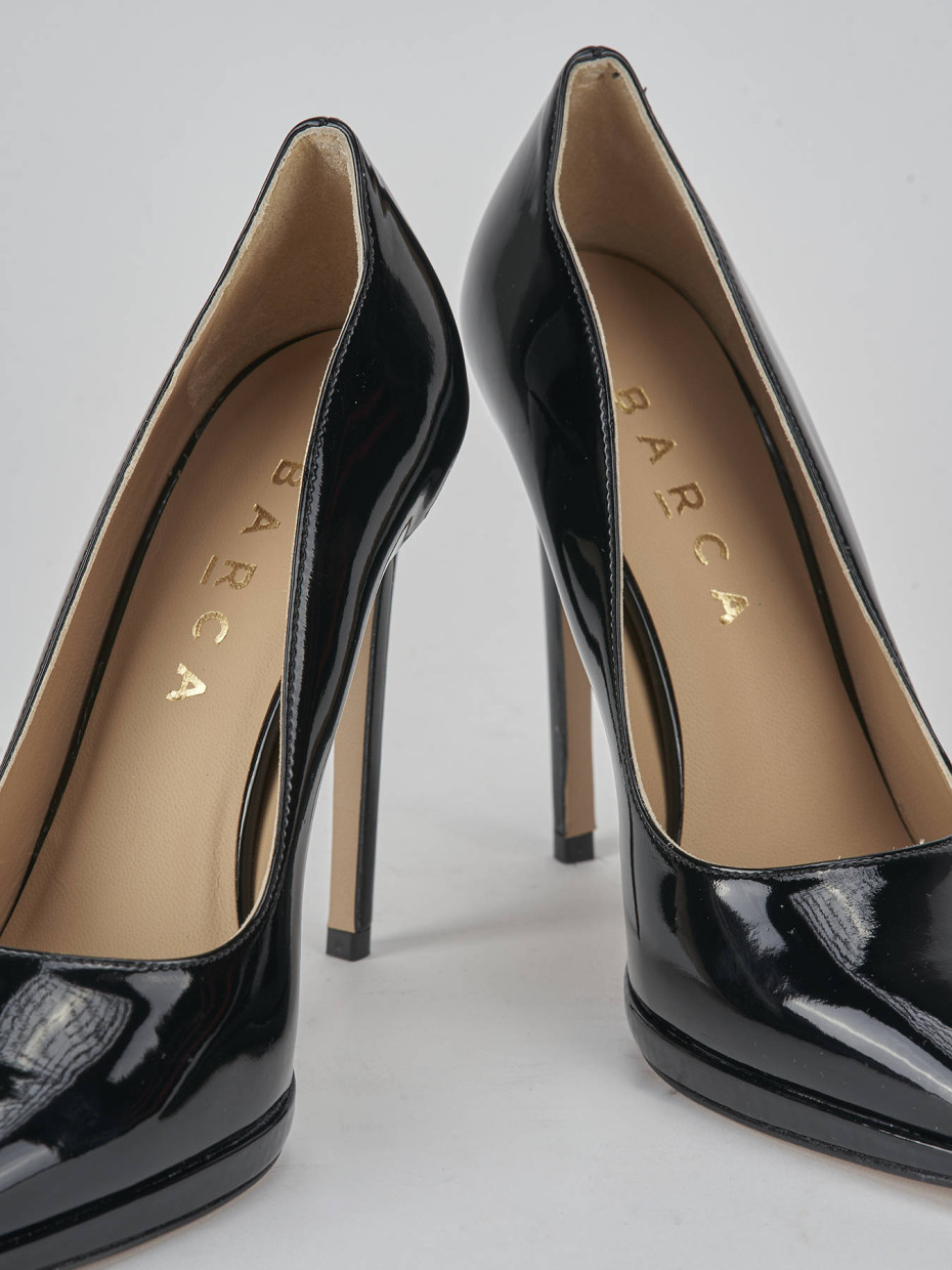 Decollete e slingback tacco 11cm vernice nero Barca Stores