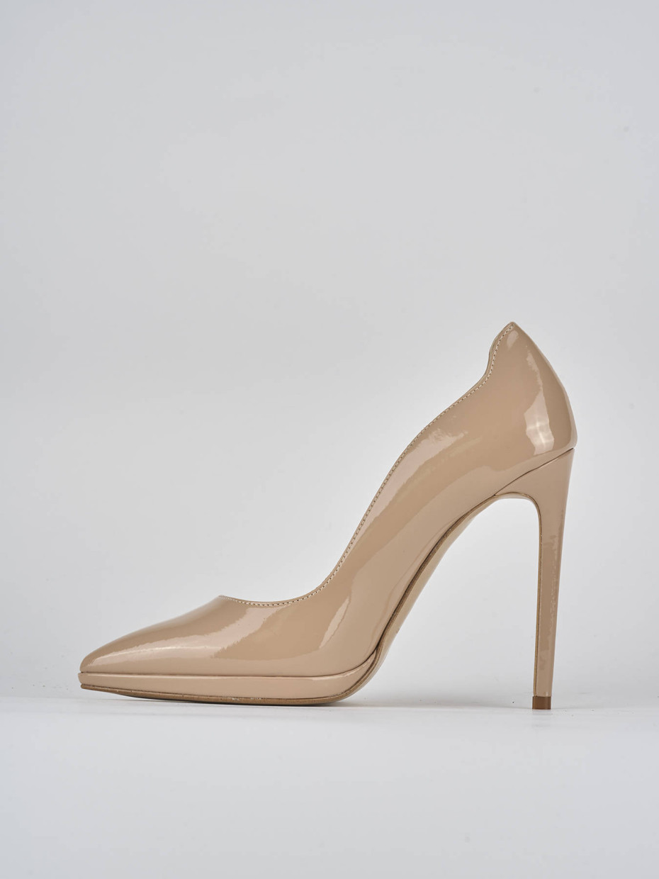 Décolleté e slingback tacco 11cm vernice beige