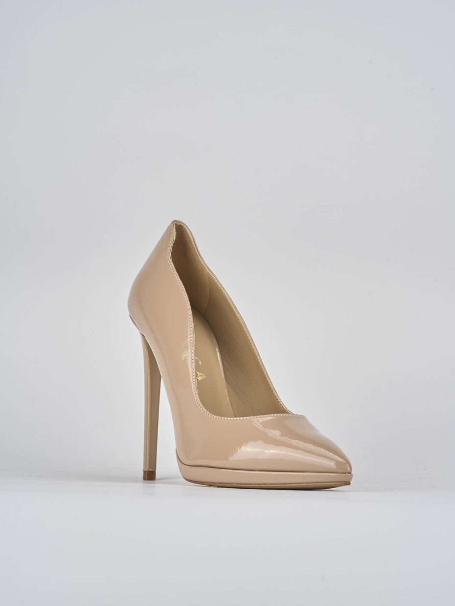 Décolleté e slingback tacco 11cm vernice beige