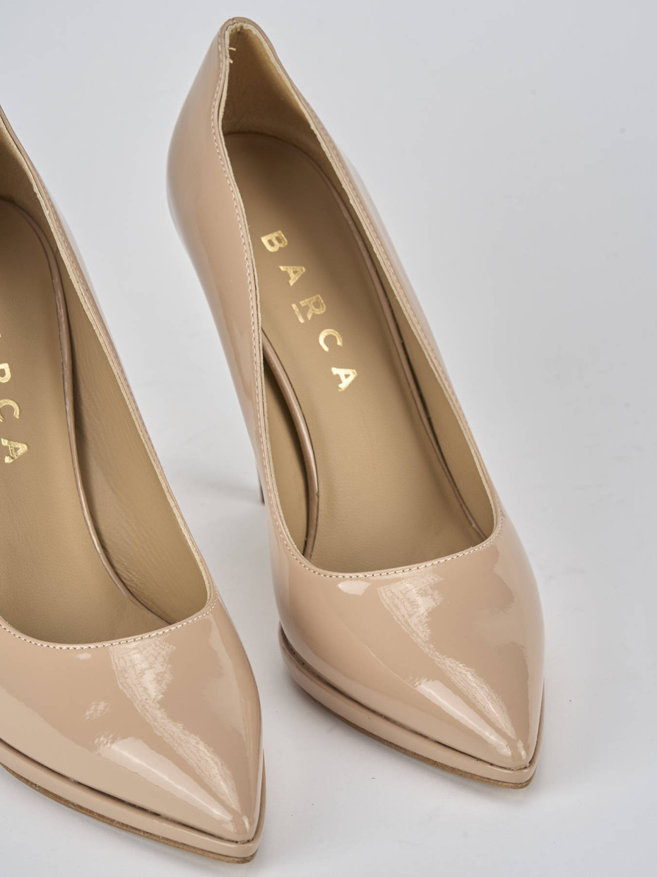 Décolleté e slingback tacco 11cm vernice beige