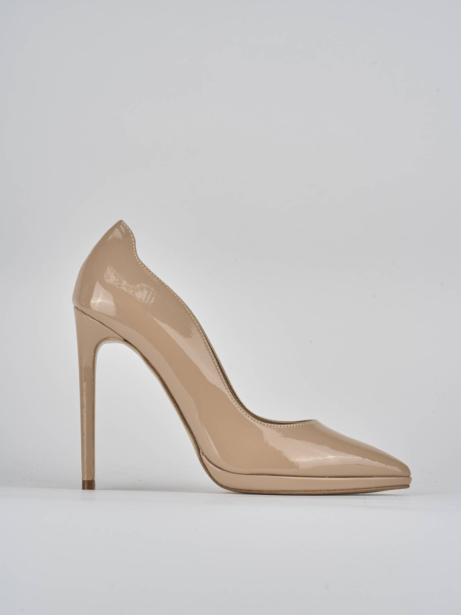 Décolleté e slingback tacco 11cm vernice beige