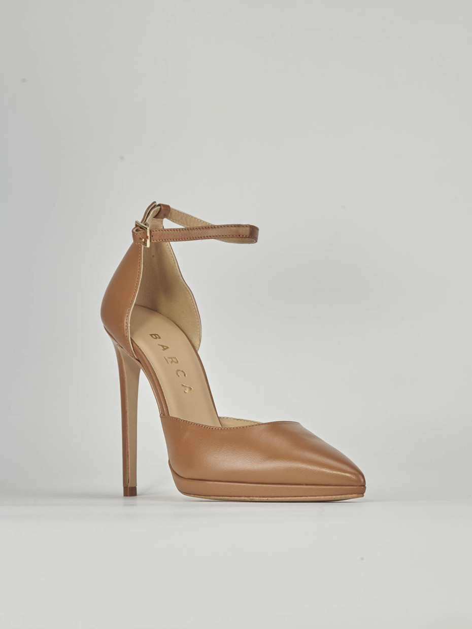 Décolleté e slingback tacco 11cm pelle marrone