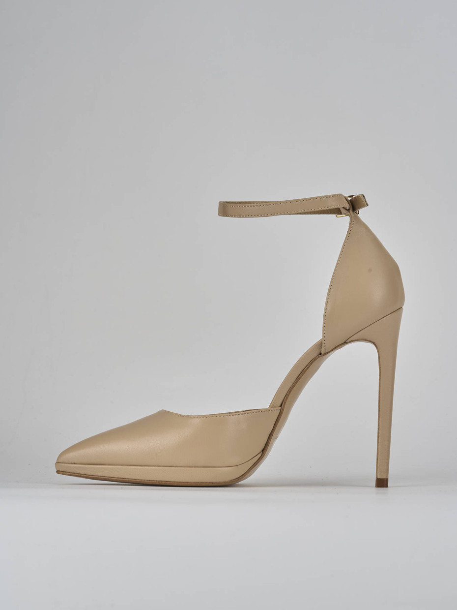 Décolleté e slingback tacco 11cm pelle marrone