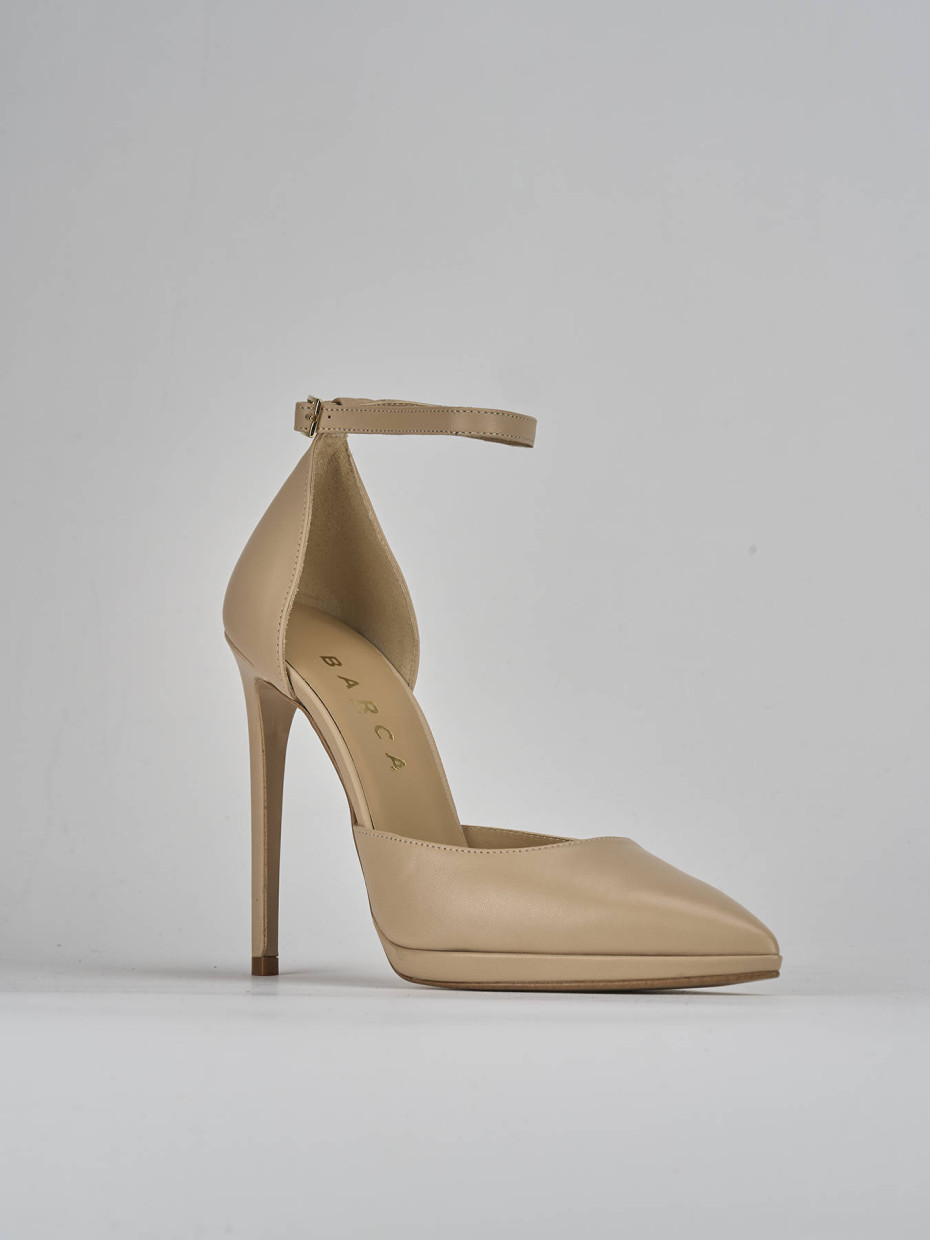 Décolleté e slingback tacco 11cm pelle marrone
