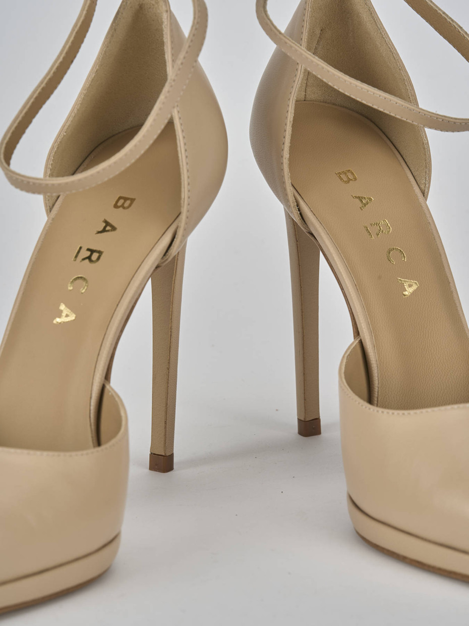 Décolleté e slingback tacco 11cm pelle marrone