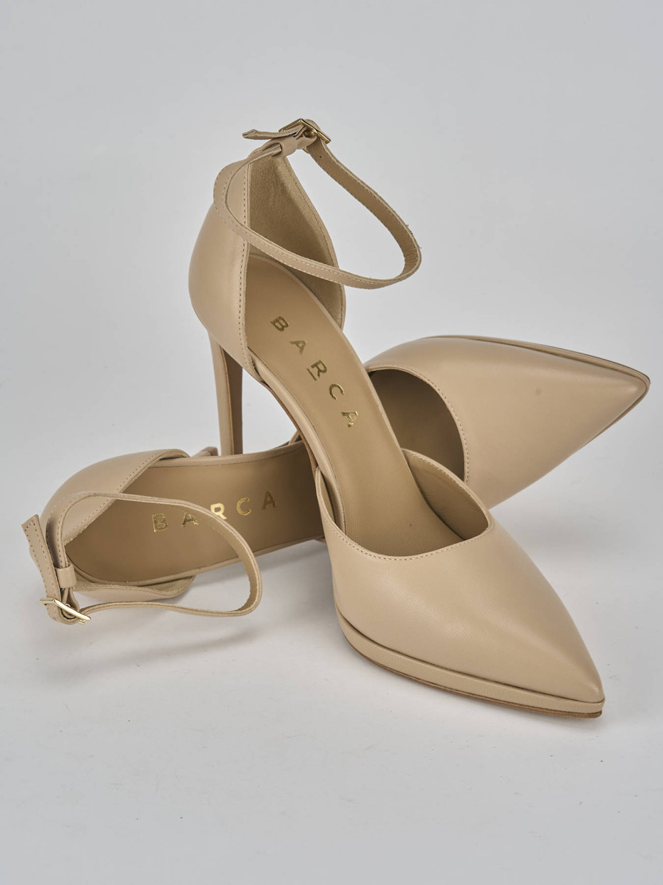 Décolleté e slingback tacco 11cm pelle marrone