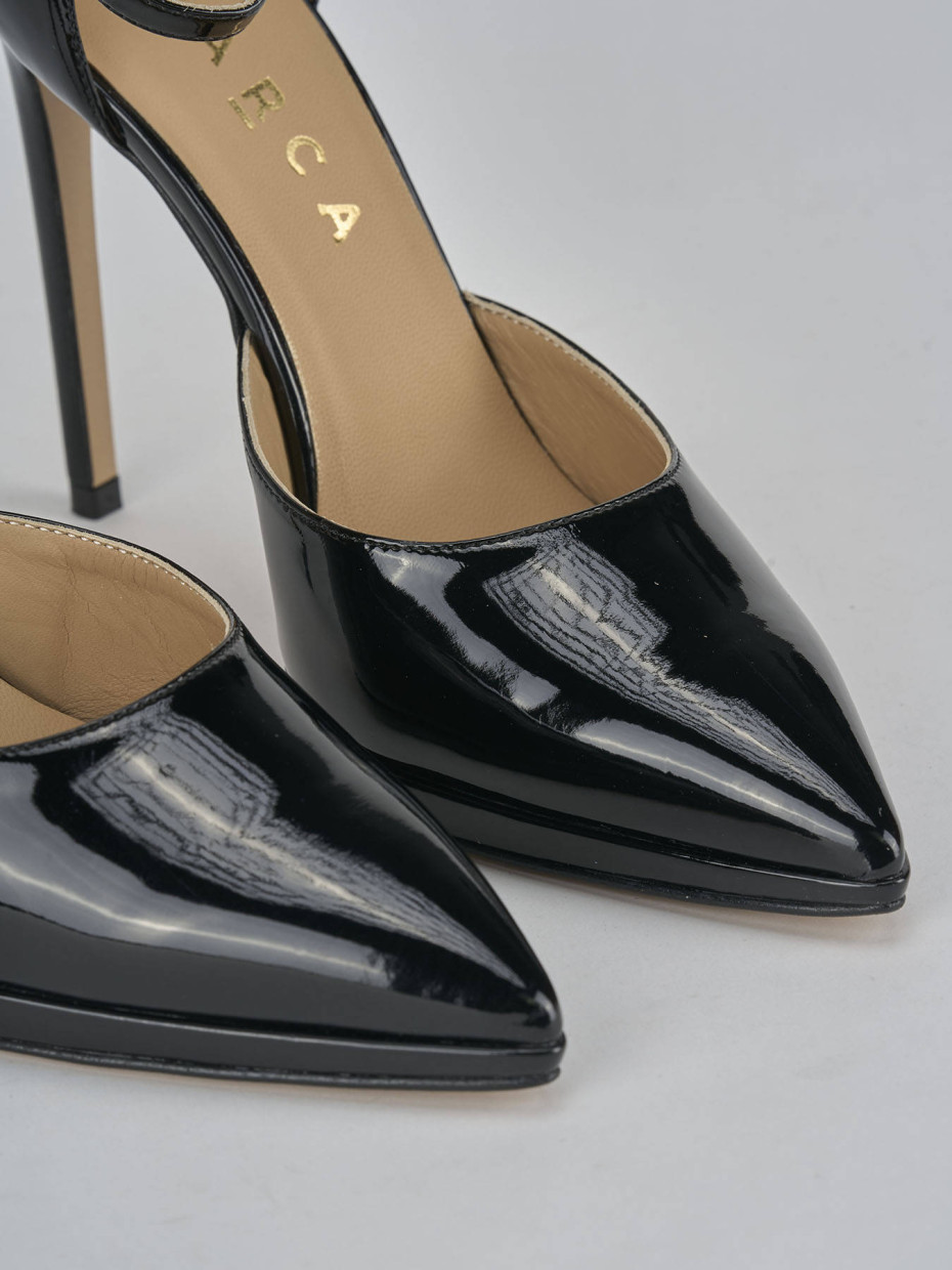 Décolleté e slingback tacco 11cm vernice nero