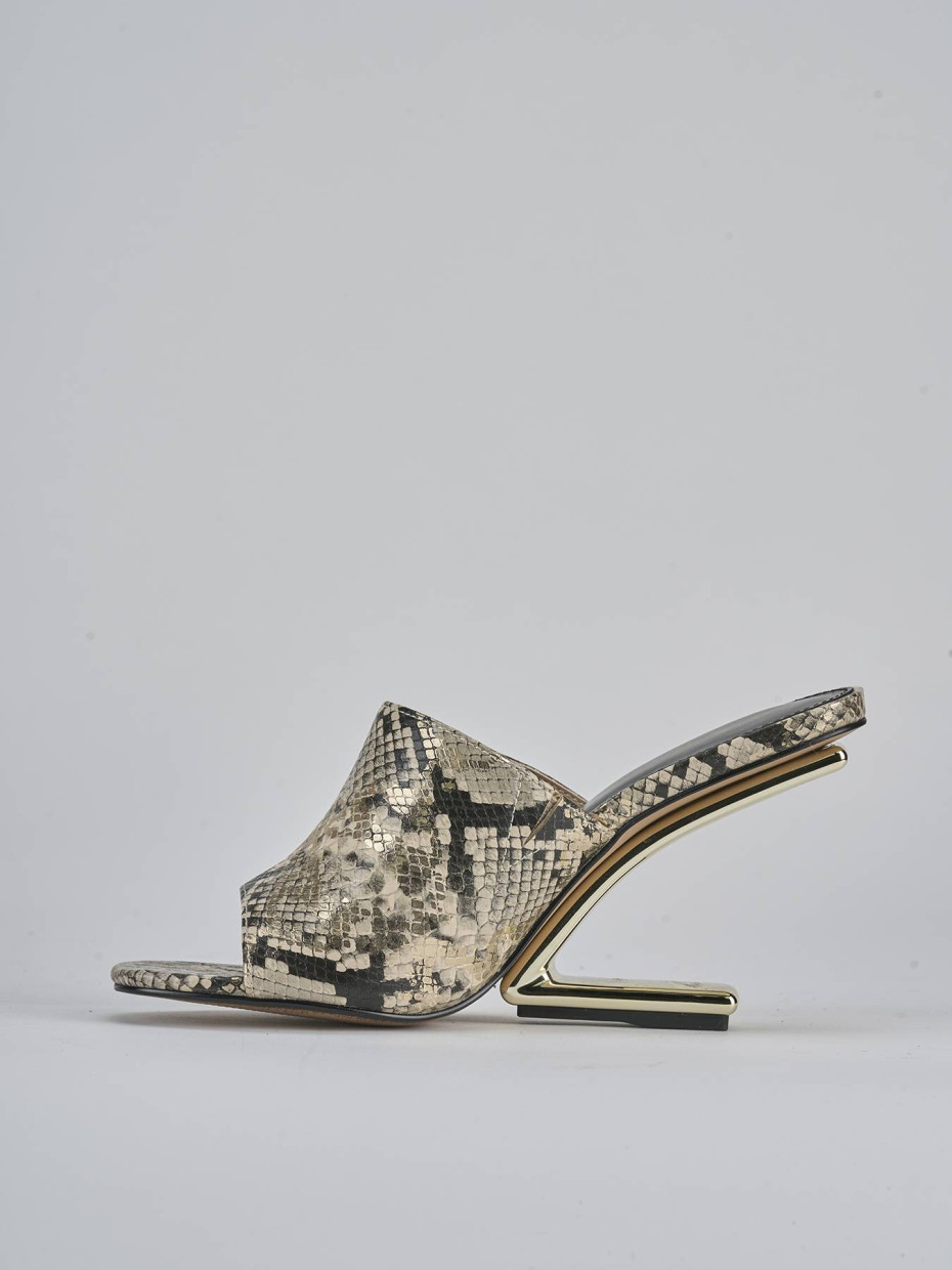 Ciabatte tacco 9cm pelle beige