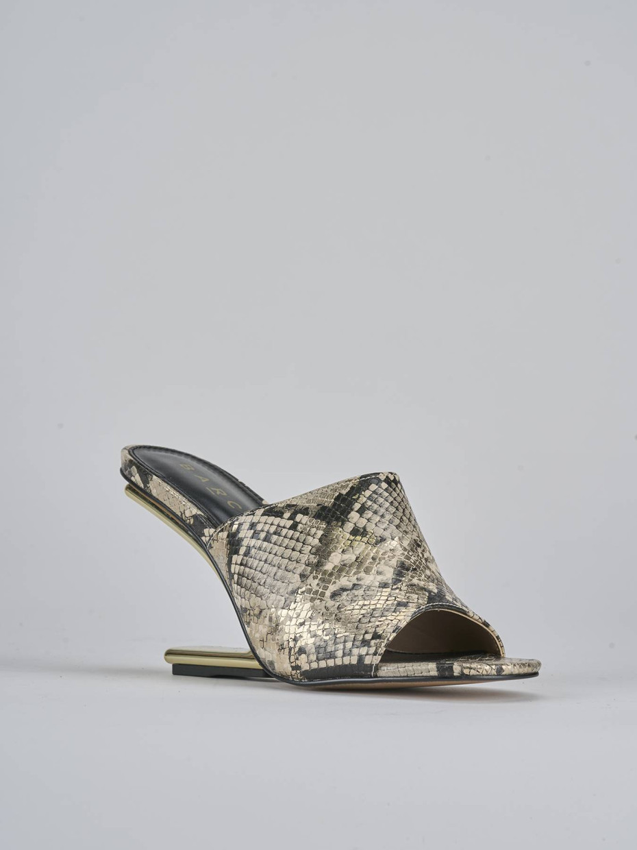 Ciabatte tacco 9cm pelle beige