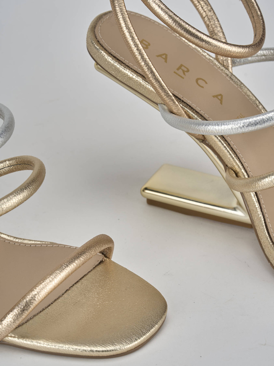Sandali tacco 9cm pelle oro
