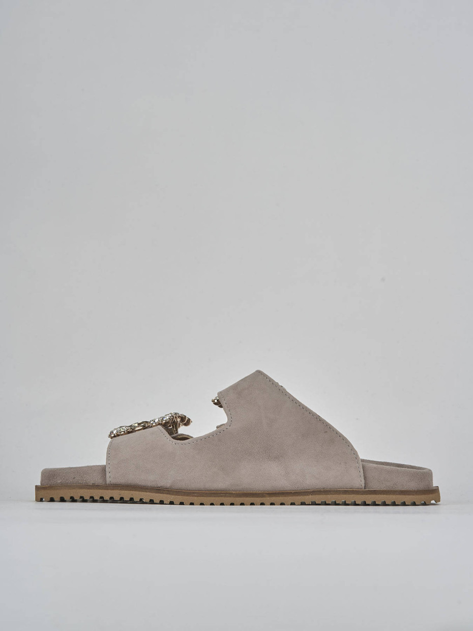 Ciabatte tacco 1cm camoscio beige